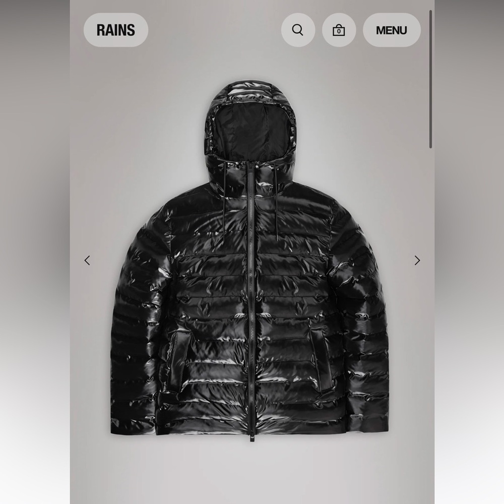 Rains Black Puffer Jacket